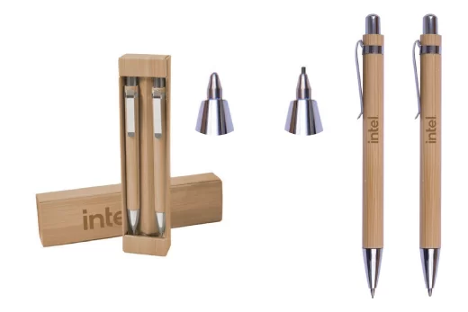 set de plumas de bambu con logotipo productos de escritura promocionales crea tu idea