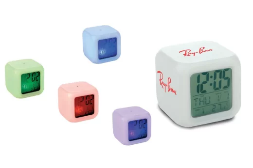lampara de cubo con reloj y termómetro digital productos de tecnología promocionales crea tu idea